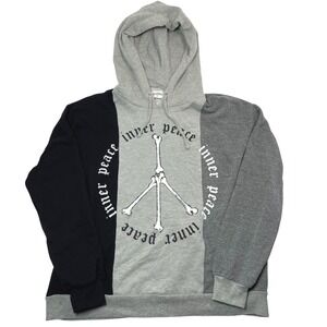 Lauren Moshi Hoodie Skeleton Bones Inner Peace Sign Graphic‎ Spooky Season Sz M